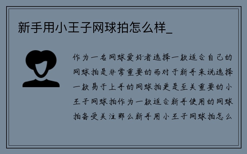 新手用小王子网球拍怎么样_